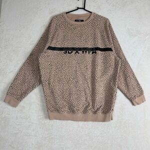 SD X WFA Womens Small Black Dot Print Long Sleeve Pullover Animal Print Oversize